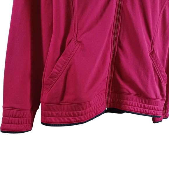 Adidas Women's Active Zip Track Jacket Size Large Pink Grey Pockets Embroidered - Picture 10 of 11